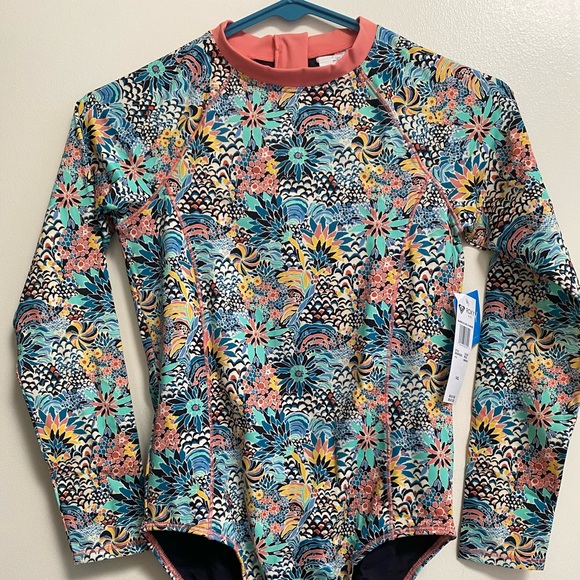 Roxy girls marine bloom long sleeve swimsuit - Picture 1 of 4